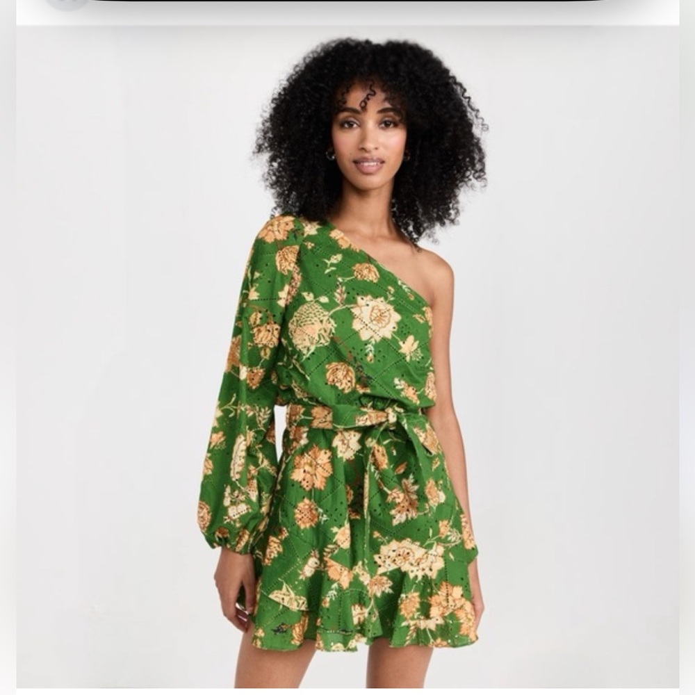 HEMANT & NANDITA Green Floral Eyelet Dress
